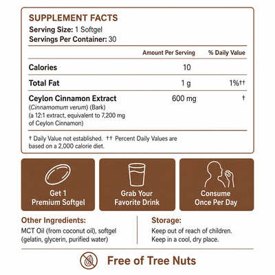 Ceylon Cinnamon 7200mg Equivalent with MCT Oil